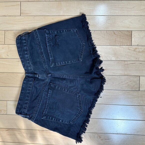 PACSUN High Rise Festival Denim Jean Shorts Cut Offs Black Size 26 - Picture 6 of 8
